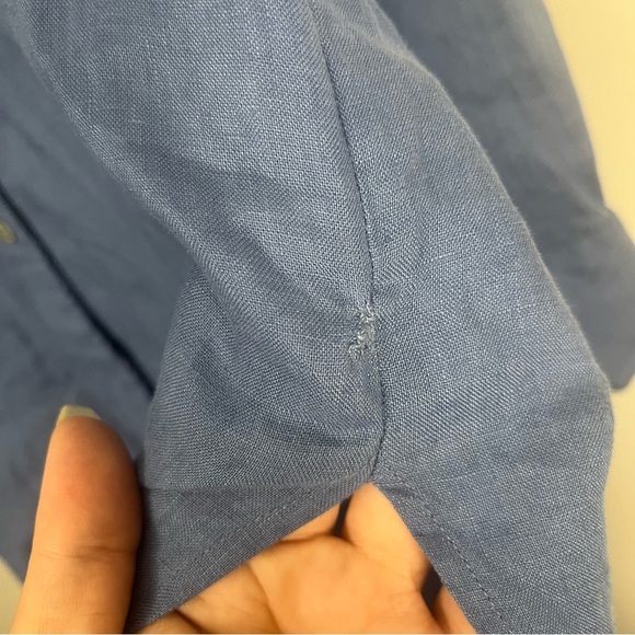 Vince Linen Easy Button-Front Shirt in cadet blue size XS - Picture 3 of 7